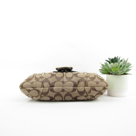 Authentic Coach Signature Black Leather Trim Flap Bag - Picture 6 of 7